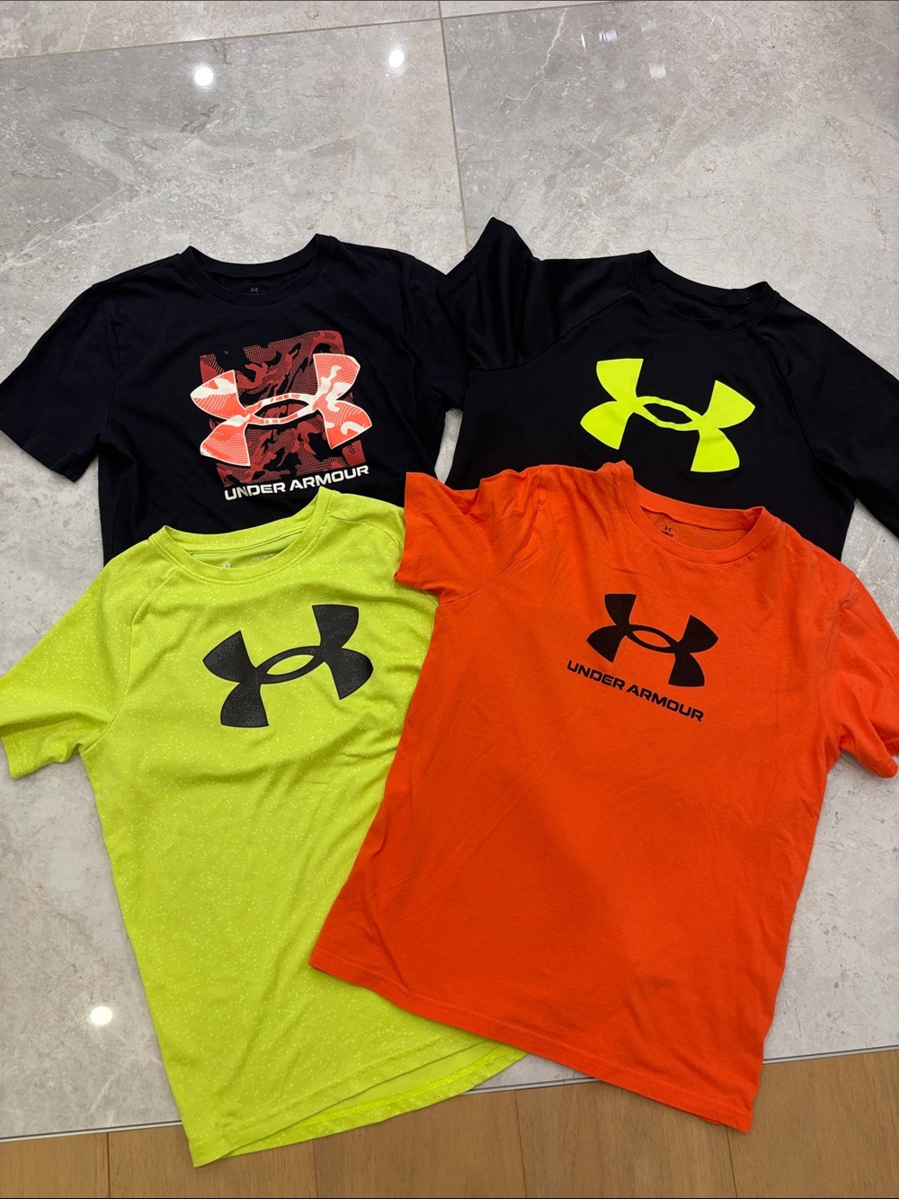 Under Armour Boys' Short Sleeve Logo Tees - Neon Green, Orange, Black